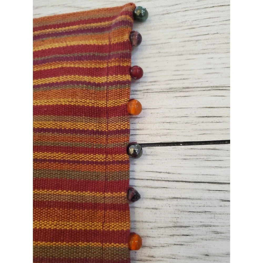 Pier 1 Imports Cotton Spicy Stripe Beaded Placemats Set of 4 Good Used Condition